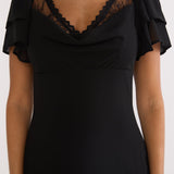 Elorin Lace Trim Maxi Dress Black