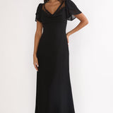 Elorin Lace Trim Maxi Dress Black