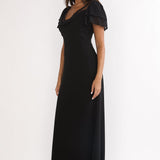 Elorin Lace Trim Maxi Dress Black