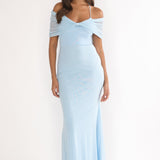 Shia Off-Shoulder Halterneck Maxi Dress Blue