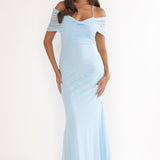 Shia Off-Shoulder Halterneck Maxi Dress Blue