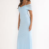 Shia Off-Shoulder Halterneck Maxi Dress Blue