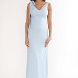 Cavelle Tie Shoulder Mesh Maxi Dress Blue