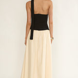 Elery Drop Waist Halter Maxi Dress Black/Cream