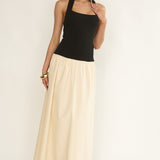 Elery Drop Waist Halter Maxi Dress Black/Cream