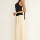 Elery Drop Waist Halter Maxi Dress Black/Cream