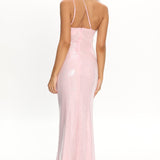 Roselyn One-Shoulder Sequin Maxi Dress Pink