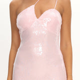 Roselyn One-Shoulder Sequin Maxi Dress Pink