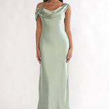 Emelle Asymmetric Neckline Maxi Dress Pistachio