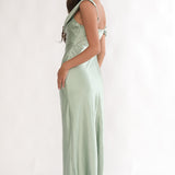 Emelle Asymmetric Neckline Maxi Dress Pistachio