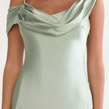 Emelle Asymmetric Neckline Maxi Dress Pistachio