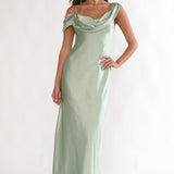 Emelle Asymmetric Neckline Maxi Dress Pistachio