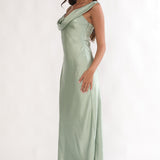 Emelle Asymmetric Neckline Maxi Dress Pistachio