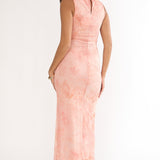 Elowra Mesh Maxi Dress Floral Pink
