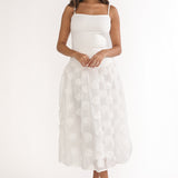 Adley Embellished Drop Waist Midi Dress White
