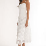 Adley Embellished Drop Waist Midi Dress White