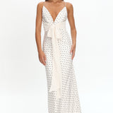 Ambrette Bow Waist Maxi Dress Polka Dot Cream