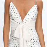 Ambrette Bow Waist Maxi Dress Polka Dot Cream