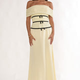 Begonias Off-Shoulder Bow Maxi Dress Spotted Lemon