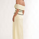 Begonias Off-Shoulder Bow Maxi Dress Spotted Lemon