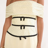 Begonias Off-Shoulder Bow Maxi Dress Spotted Lemon