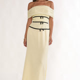 Begonias Off-Shoulder Bow Maxi Dress Spotted Lemon
