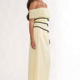 Begonias Off-Shoulder Bow Maxi Dress Spotted Lemon