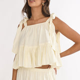 Alera Tied Shoulder Top Vanilla