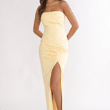 Paradisa Strapless Ruched Maxi Dress Banana