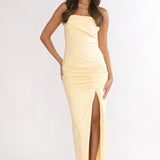 Paradisa Strapless Ruched Maxi Dress Banana