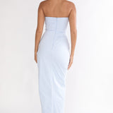 Paradisa Strapless Ruched Maxi Dress Blue