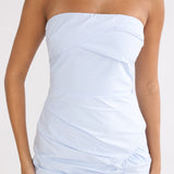 Paradisa Strapless Ruched Maxi Dress Blue