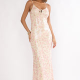 Marielle Bust Tie Sequin Maxi Dress Floral Pink Sage