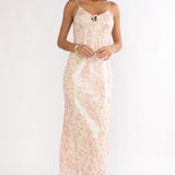 Marielle Bust Tie Sequin Maxi Dress Floral Pink Sage