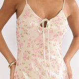 Marielle Bust Tie Sequin Maxi Dress Floral Pink Sage