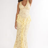Serenella Peplum Lace Maxi Dress Butter