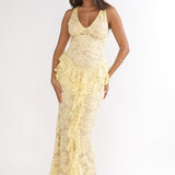 Serenella Peplum Lace Maxi Dress Butter