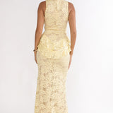 Serenella Peplum Lace Maxi Dress Butter