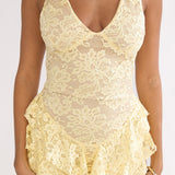 Serenella Peplum Lace Maxi Dress Butter