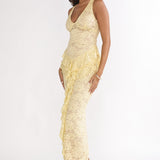 Serenella Peplum Lace Maxi Dress Butter