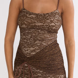 Keep Them Talking Ruched Waist Maxi Dress Chocolate