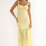 Noraya Lace Overlay Maxi Dress Lemon