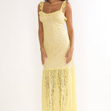 Noraya Lace Overlay Maxi Dress Lemon