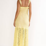 Noraya Lace Overlay Maxi Dress Lemon
