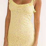 Noraya Lace Overlay Maxi Dress Lemon
