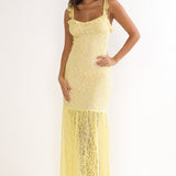 Noraya Lace Overlay Maxi Dress Lemon