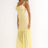 Noraya Lace Overlay Maxi Dress Lemon