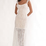 Noraya Lace Overlay Maxi Dress White