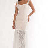 Noraya Lace Overlay Maxi Dress White