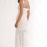 Noraya Lace Overlay Maxi Dress White